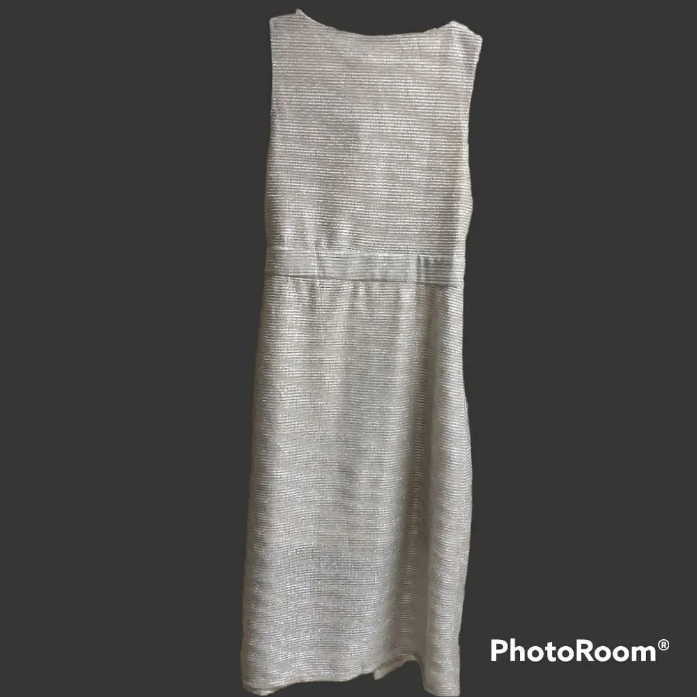 Anthropologie / Line + Dot Silver Wrap Dress, size M - Picture 4 of 8